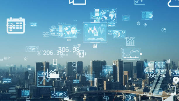 istock Smart city and communication network concept. Digital transformation. 1331871379