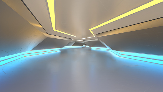 Futuristic Tunnel with Neon Lights