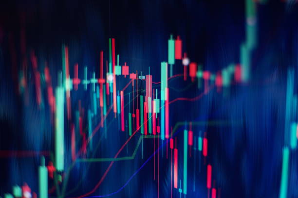 istock New modern computer and business strategy as concept. Financial diagram with candlestick chart used in market analysis for variation report of share price 1331878738