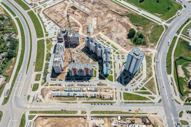 istock new residential district under construction. development of city infrastructure. aerial view from flying drone. 1331878743