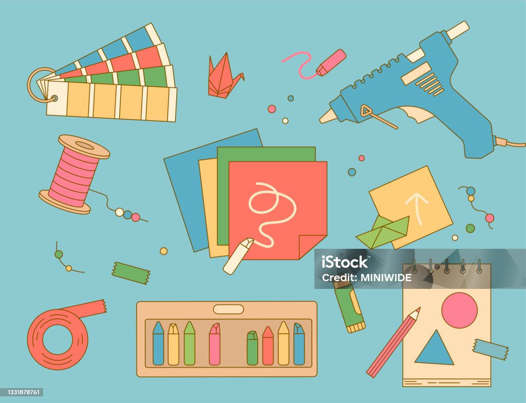 Craft Making Objects Diy Craft Object Collection Stock Illustration - Download Image Now ...
