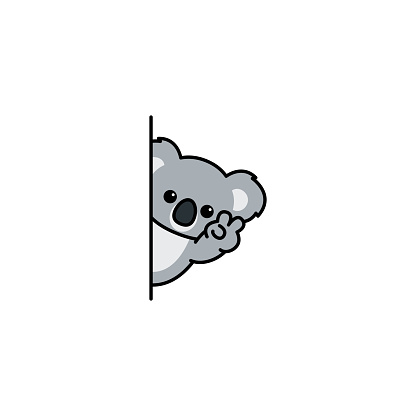 Cute koala peeking cartoon, vector illustration