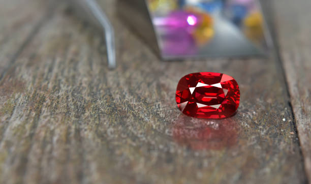 istock Red rubies on the floor for making jewelry. 1331885382