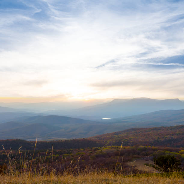 mountain backbone at the sunset, autumn mountain natural scene