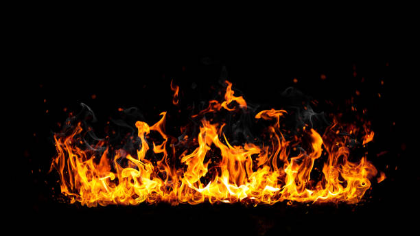 istock Blazing flame border isolated on black 1331889667