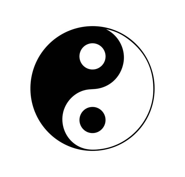 символ инь ян, векторный дизайн - yin yang symbol yin yang ball zen like symbol stock illustrations