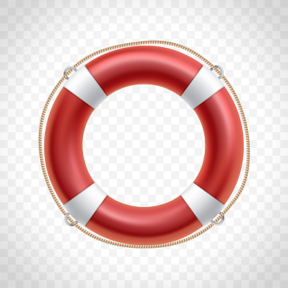 Red life buoy isolated on transparent background.