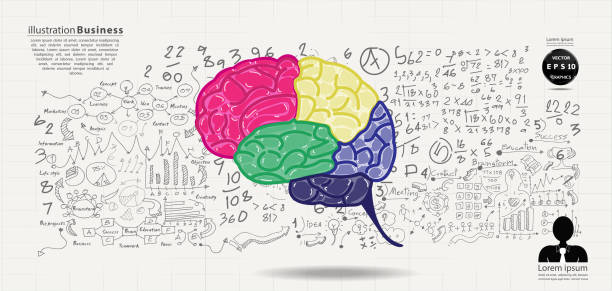 istock Illustration business design painting art  idea and concept think creativity. for success,plan,think,search,analyze,communicate, futuristic idea innovation technology modern. 1331900080