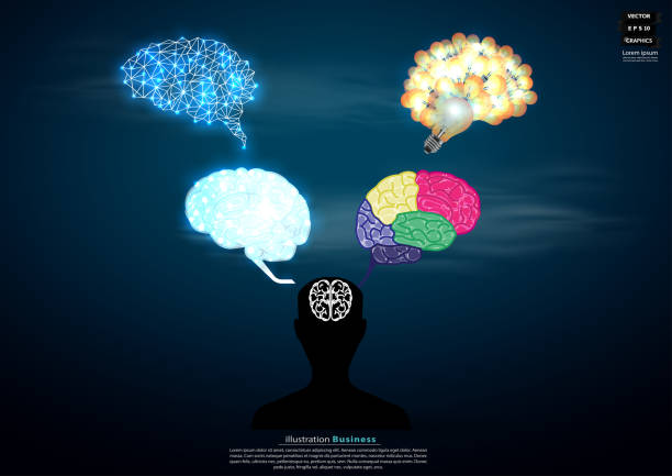 istock Illustration business design painting art  idea and concept think creativity. for success,plan,think,search,analyze,communicate, futuristic idea innovation technology modern. 1331900241