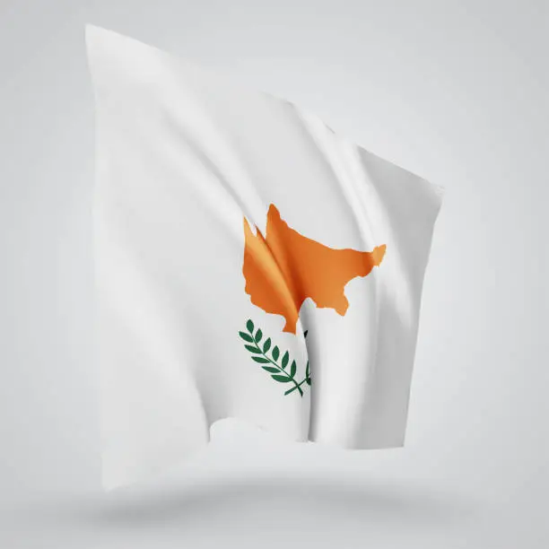 Vector illustration of vector flag with waves and bends waving in the wind on a white background.