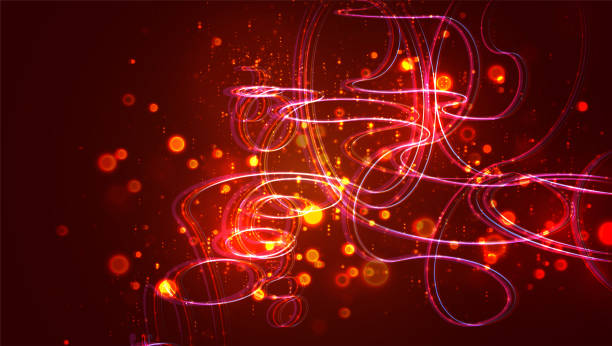 istock abstract thread with bends and waves flying in space, endless sparks and glow of red and orange colors 1331902813