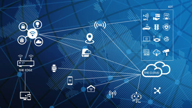 Cloud Vs Edge Vector Modern Technology Cloud Vs Edge Vector Modern Technology 5G Advanced Computing computer equipment stock pictures, royalty-free photos & images