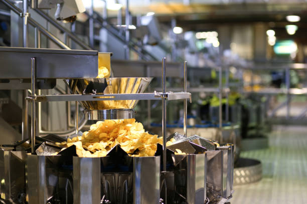istock Potato chips production at the factory 1331905731