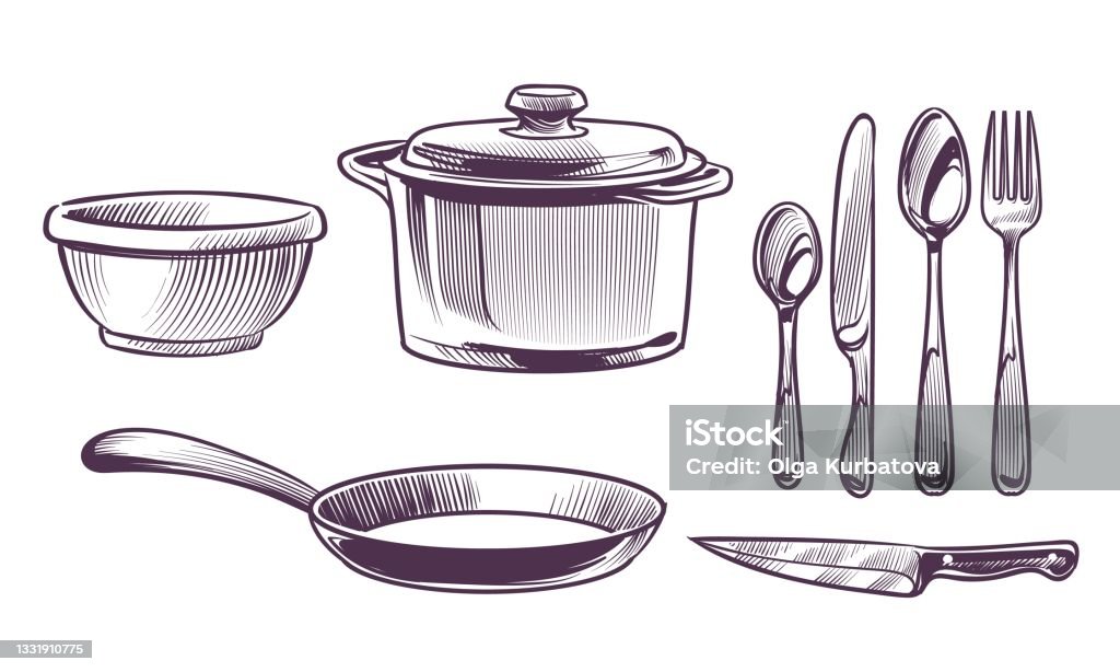 https://media.istockphoto.com/id/1331910775/vector/utensils-kitchen-cooking-metal-chef-equipment-sketch-style-collection-frying-pan-and.jpg?s=1024x1024&w=is&k=20&c=JhCvce3APIgWvtd2X-JbTiT6DXkjFyKKRn8AP85JvxY=
