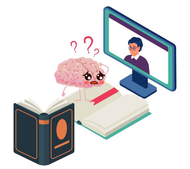 istock Books or digital. Brain makes a choice between online distance learning and book, ways to get information, lesson and webinar on screen, education in library vector cartoon isometric concept 1331910780