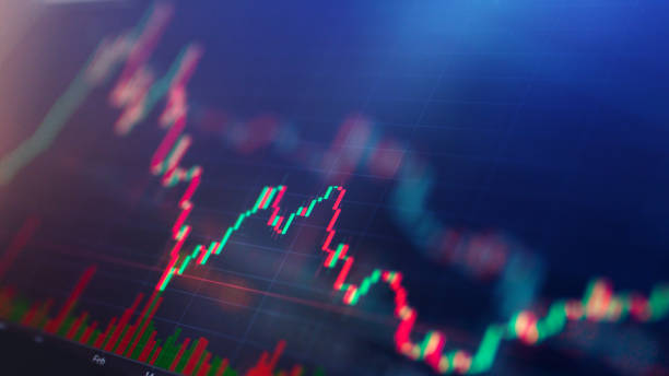 istock Financial, stock exchange charts at digital display 1331911904