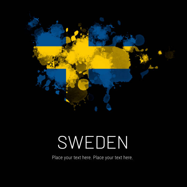 Abstract exploding powder in colors of Swedish flag, isolated on white background.