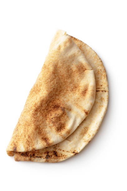 Bread: Lebanese Flatbread Isolated on White Background stock photo