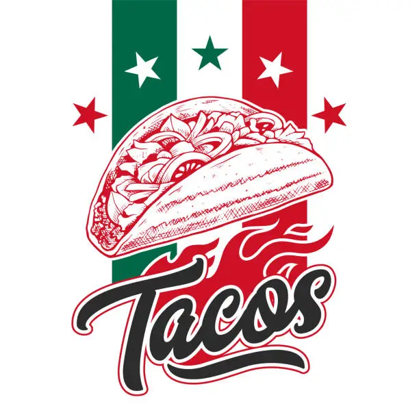 Vector illustration of Retro Taco Design Template