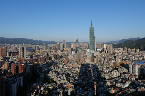 Taipei skyline in sunset