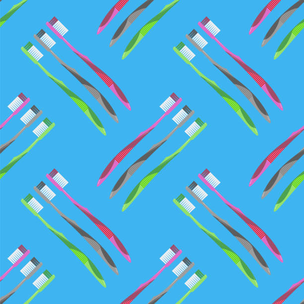 istock Plastic Toothbrush Dental Symbol. Oral Care. Mouth Cleaning Tool. Seamless Pattern 1331917027