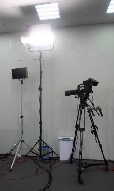 istock TV camera in the press conference room. 1331922571