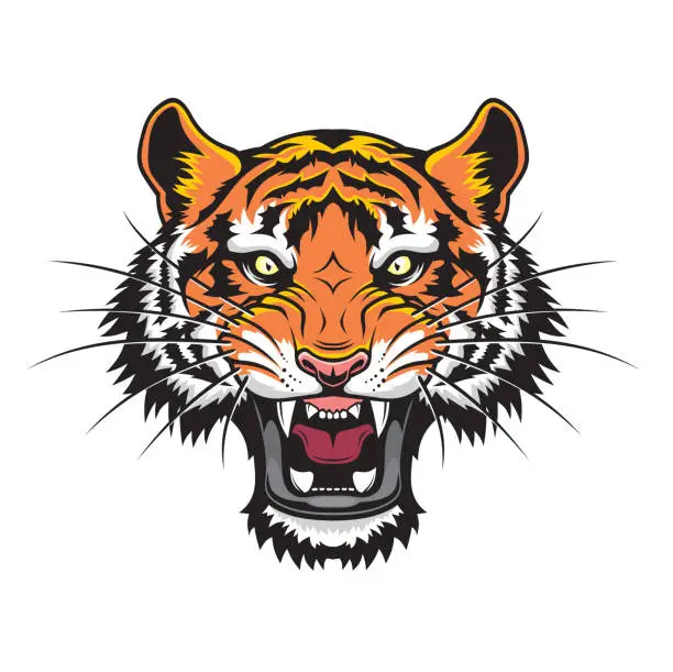 Vector illustration of Angry tiger head.