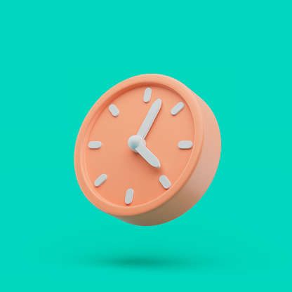 Circle clock icon. Simple 3d render illustration on vibrant background with soft shadows