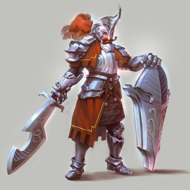 istock digitally illustration painted of stylish medieval soldier character design 1331933741