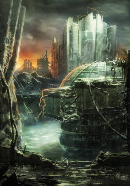 istock digital illustration of destroyed abandoned city street view environment landscape 1331933807