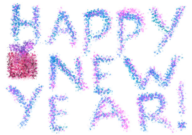 istock Happy New Year lettering. Greeting Card. Digital illustration. 1331936159