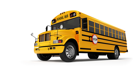 Yellow school bus isolated on white. Back to school