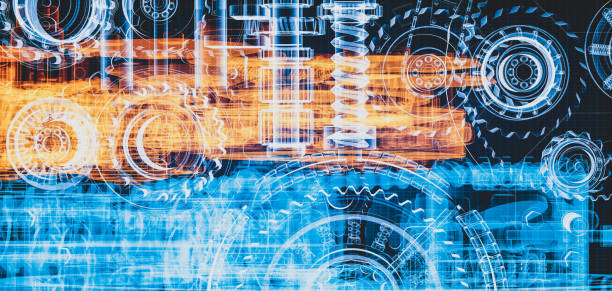 istock Blueprint project of engine design with gears 1331937305