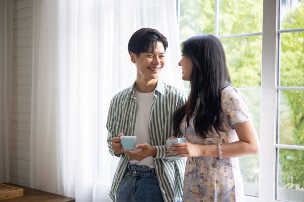 istock Loving couple dating and drinking coffee 1331938844