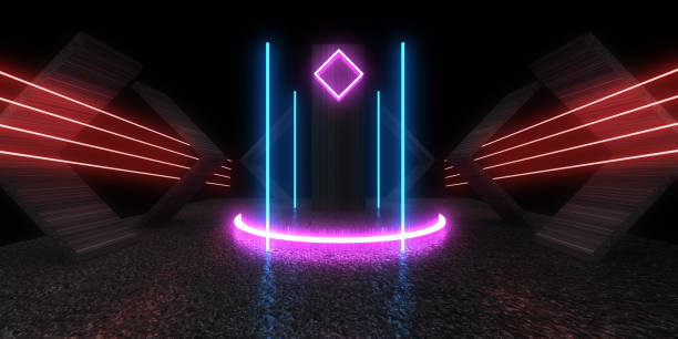 istock 3D abstract background with neon lights. neon tunnel  .space construction . .3d illustration 1331941811