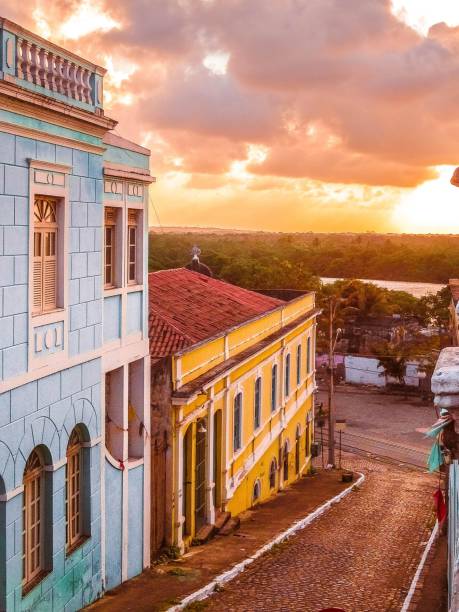 Historic Center of Joao Pessoa at sunset Sunset view from a hillside in the Historic Center of Joao Pessoa, Paraiba, northeast of Brazil. joão pessoa stock pictures, royalty-free photos & images
