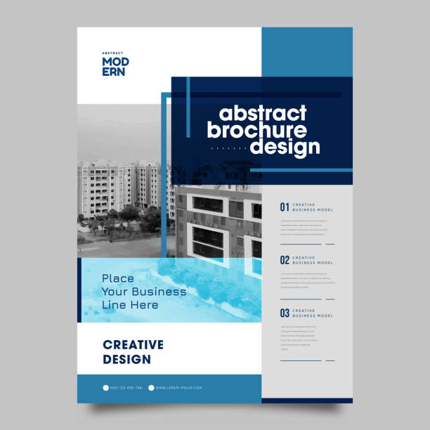 abstract business brochure vorlage, flyer oder geschäftsbericht - handzettel stock-grafiken, -clipart, -cartoons und -symbole
