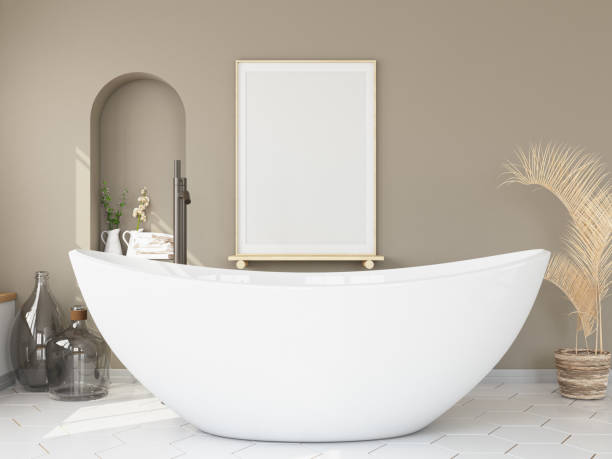 istock Classic Spa Bathroom with Bathtub and Plants 1331942320