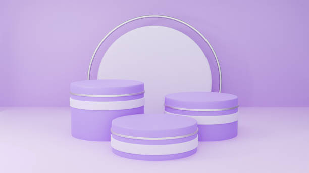 istock Product Display 3D Minimalist Podium Geometric Scene Soft Purple Theme with Silver Metallic 1331943138