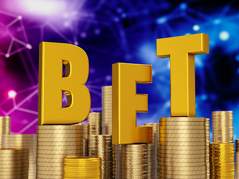 Bet Sign with Golden Coins. 3d Render