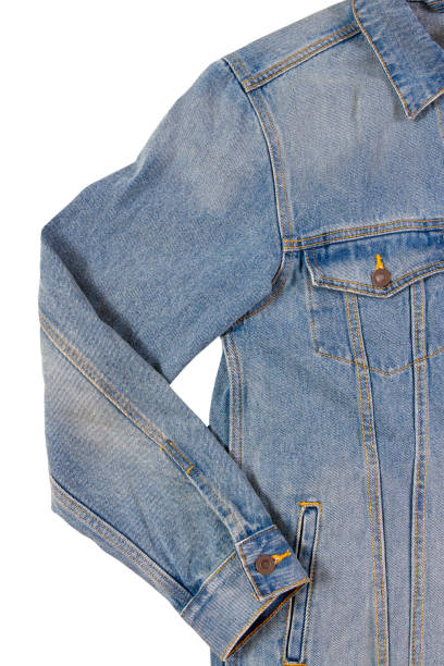 istock Denim jacket close up on white background 1331945093