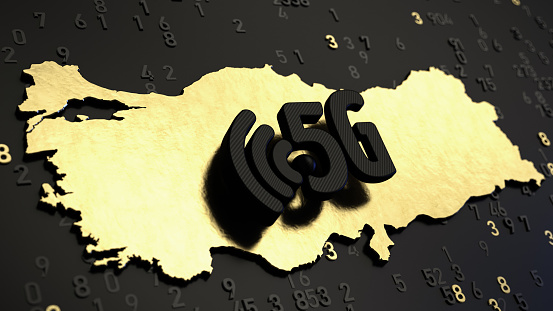 5G Wi-Fi on Turkey Map. 3d Render