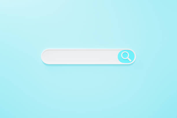 istock Search bar on blue background, blank search icon, for browsing internet data concept 1331945464