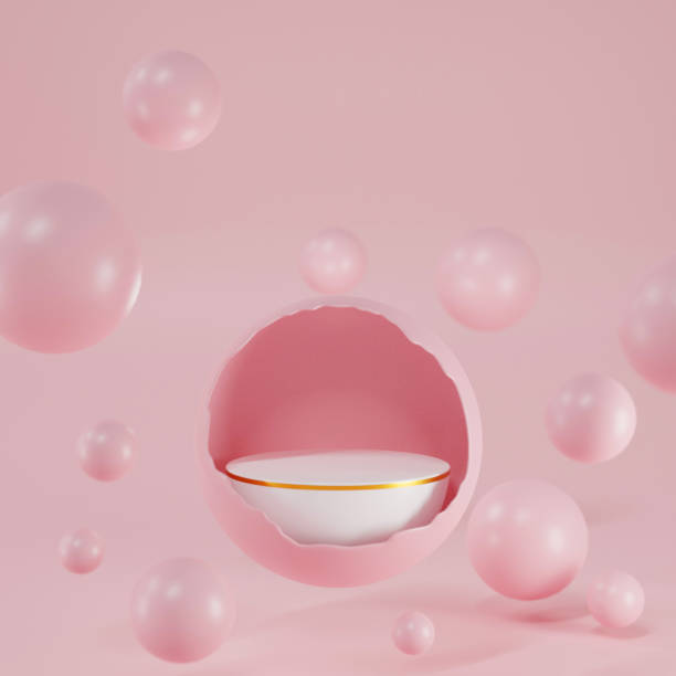 istock Empty Geometry podium for display product concept and balloon with copy space 1331945481