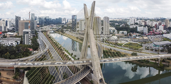 Photo of the famous cable-stayed bridge located at Sao Paulo city. The name of this bridge is \