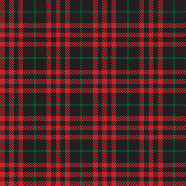 Tartan plaid red green line fabric texture black background seamless pattern , Gift box wrapping paper . Check design shirt , Scottish cage , New year Christmas Decoration ,Vector illustration Tartan plaid red green line fabric texture black background seamless pattern , Gift box wrapping paper . Check design shirt , Scottish cage , New year Christmas Decoration ,Vector illustration wallpaper stripper stock illustrations