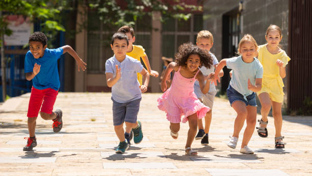 istock Activity children compete in the summer street 1331948563