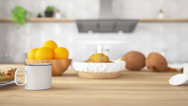 Kitchen Counter with Foods stock photo
