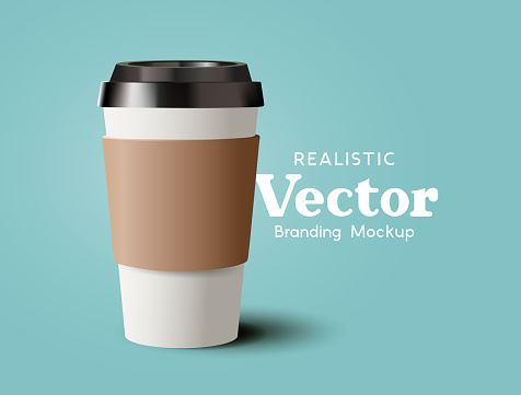 Realistic Takeaway Coffee Cup Vector Mock Up