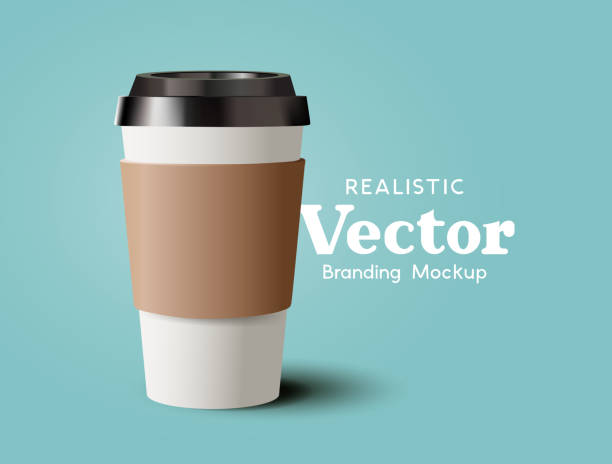 Realistic Takeaway Coffee Cup Vector Mock Up A realistic takeaway cardboard coffee cup. Contemporary beverage hot drinks marketing template Vector illustration coffee cup stock illustrations